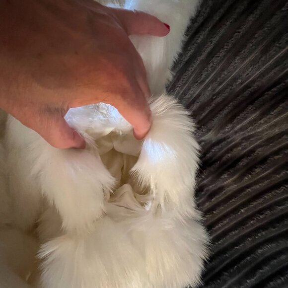 White 100% Ostrich Hair Fur Trim Sleeveless Lined Open Front Vest - Picture 13 of 13